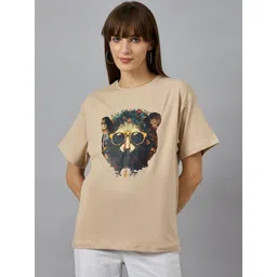 98 Degree North Graphic Printed Round Neck Drop-Shoulder Sleeves Cotton T-shirt-picture-32