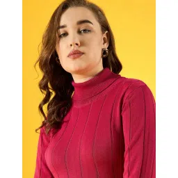 98 Degree North Pink Cotton Self Regular Fit Sweater-picture-31