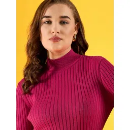 98 Degree North Pink Cotton Self Regular Fit Sweater-picture-37