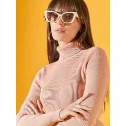 98 Degree North Pink Cotton Self Regular Fit Sweater-picture-14