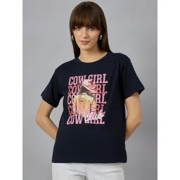 98 Degree North Typography Printed Round Neck Drop-Shoulder Sleeves Cotton T-shirt-picture-31