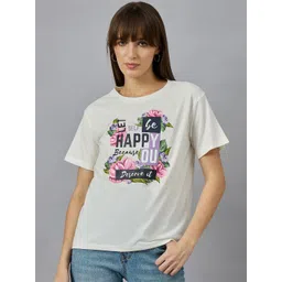 98 Degree North Typography Printed Round Neck Drop-Shoulder Sleeves Cotton T-shirt-picture-30