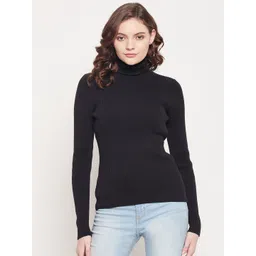 98 Degree North Women Black Ribbed Cotton Pullover-picture-38