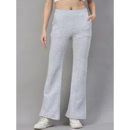 98 Degree North Women Grey Fleece Textured Flared Trackpant-picture-20