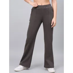 98 Degree North Women Grey Fleece Textured Flared Trackpant-picture-13