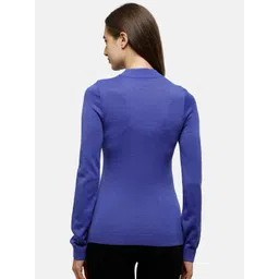 98 Degree North Women Purple Pure Cotton Pullover Sweater image 3