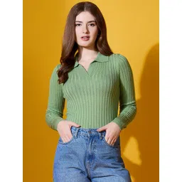 98 Degree North Women Shirt Collar Pullover Sweaters-picture-16