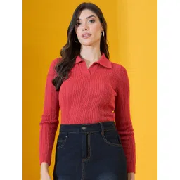 98 Degree North Women Striped Shirt Collar Long Sleeve Pullover-picture-41