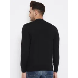 98 degree north Men Solid Round Neck Black Sweater image 3
