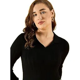 98 north 98 Degree North Women Cotton Self Design Collar Neck Pullover Has A Full Sleeves and Straight Hem-RG1154-BLACK-picture-13