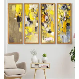 999store Apollo Multicolour Canvas Framed Abstract Art Panel Set of 4-picture-33