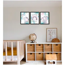 999store Baby Elephant Multicolour Canvas (Pack of 3) Kids Wall Art-picture-31