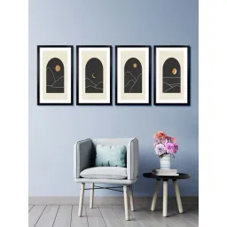 999store Beige & Black Mountain And Moon Canvas Wall Painting-image-30