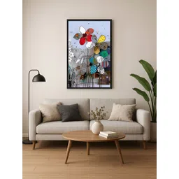 999Store Black & Blue Floral And Botanical Printed Canvas Wall Art-image-25