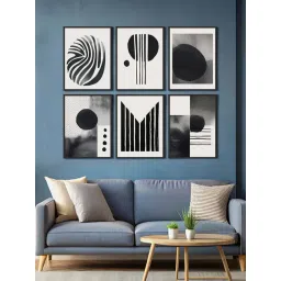 999Store Black & White Canvas Monochrome Abstract Geometric Painting - Set of 6-image-21