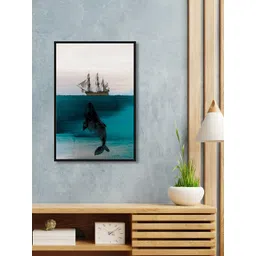999Store Blue & Black Boat And Whale Wall Art-image-12
