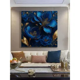 999Store Blue & Golden Canvas Elegant Floral Art Print-picture-36