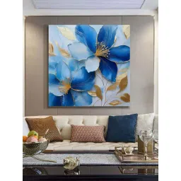 999Store Blue & Golden Canvas Elegant Flower Painting-picture-34