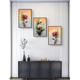 999Store Blue & Orange 3 Pieces Floral And Botanical Wall Arts-image-41