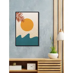 999Store Blue &Yellow Mountain With Sun Leaves Canvas Wall Art-picture-24