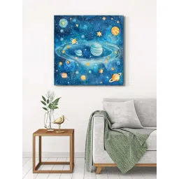 999Store Blue Canvas Cosmic Galaxy Planets Wrapped Painting-picture-14
