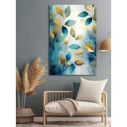 999Store Blue Canvas Modern Leaf Wall Painting image 1