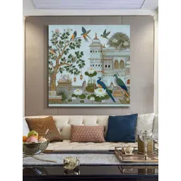 999Store Blue Canvas Traditional Indian Garden Art Print-picture-42