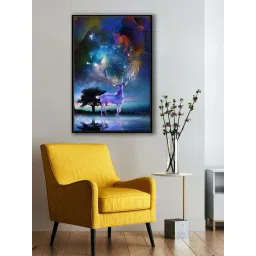 999Store Blue Canvas Tree With Night Sky View And The Swamp Deer Painting-picture-28