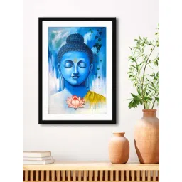 999Store Blue MDF Lord Buddha Printed Paper Wall Painting - Set of 1-picture-128