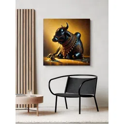 999Store Brown & Black Bull Printed Canvas Painting Wall Art-picture-38