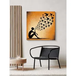999Store Brown & Black Canvas Expressive Silhouette Wrapped Painting-picture-20
