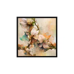 999Store Brown & Black Canvas Floral and Botanical Painting Wall Art image 1