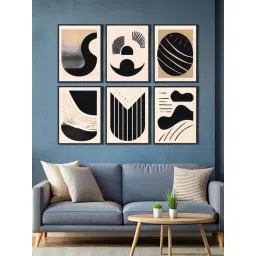 999Store Brown & Black Canvas Modern Monochrome Geometric Painting - Set of 6-picture-11