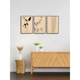 999Store Brown & Black Canvas Wall Painting Panel With Fibre Frame - Set of 3-picture-25