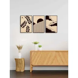 999Store Brown & Black Canvas Wall Painting Panel With Fibre Frame - Set of 3-picture-28