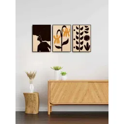 999Store Brown & Black Canvas Wall Painting Panel With Fibre Frame - Set of 3-picture-26