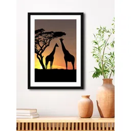 999Store Brown & Black Giraffe And Tree Painting Printed Framed Wall Art-image-15
