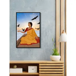 999Store Brown & Blue Lady Singing In Boat Canvas Wall Art-picture-31