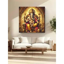 999Store Brown & Golden Canvas The Timeless Protector Lord Ganesh's Painting-picture-39