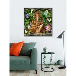 999store Brown & Grey Ganesha Background & Flowers Wall Paintings-picture-73