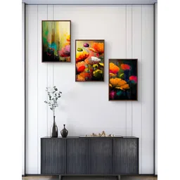 999Store Brown & Orange 3 Pieces Floral And Botanical Wall Arts-image-39
