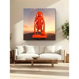 999Store Brown & Orange Canvas Hanuman Idol With Chant Of Jai Shri Ram At Sunset Painting-picture-18