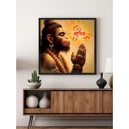 999Store Brown & Orange Hanuman's Fiery Aura Canvas Painting Wall Art-picture-33