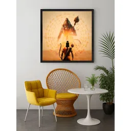999Store Brown & Orange Lord Ram And Hanuman Canvas Wall Art-image-10