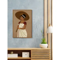 999Store Brown & White  Sunrise Kerala Lady Wall Art-picture-36