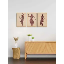 999Store Brown Canvas Wall Painting Panel With Fibre Frame - Set of 3-picture-19