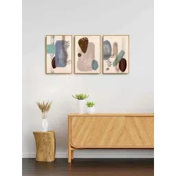 999Store Brown Canvas Wall Painting Panel With Fibre Frame - Set of 3-picture-41