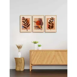 999Store Brown Canvas Wall Painting Panel With Fibre Frame - Set of 3-picture-15