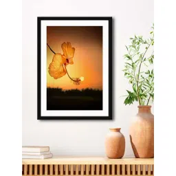 999Store Brown MDF Hibiscus Flower Printed Paper Wall Painting - Set of 1-picture-157