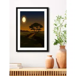999Store Brown MDF Moon Light with Tree Printed Paper Wall Painting - Set of 1-picture-206